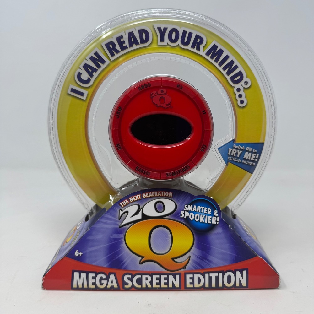 20Q Mega Screen Edition Handheld Electronic Game Red Mind Reading Toy NIB Works